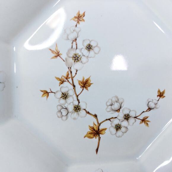 Hyalyn Pottery USA 173 Cherry Blossom Vintage Trinket Tray Catchall Hexagon - Picture 4 of 7